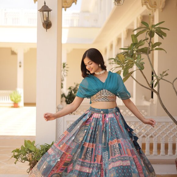 RUSSIAN SILK LEHENGA CHOLI - Picture 6 of 16